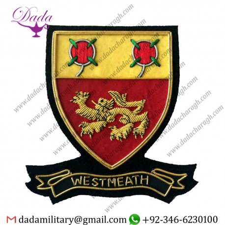 Military Uniform Emblem Hand Embroidered Irish County Westmeath Collectors Heritage Item