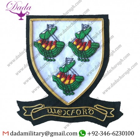 Military Uniform Emblem Hand Embroidered Irish County Wexford - Collectors Heritage Item