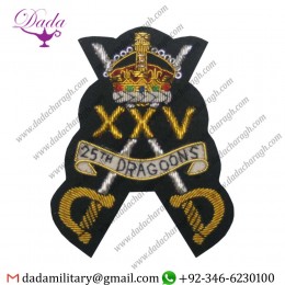 Pakistan Supplier The 25th Dragoons Blazer Wire Badge
