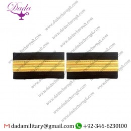 Gold Strips Epaulet 1 Bar Black Pilot Airline or Merchant Marine Epaulets
