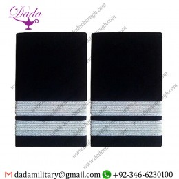 Navy Blue, White Epaulet 2 Two Bar Pilot Airline Merchant Marine Epaulets