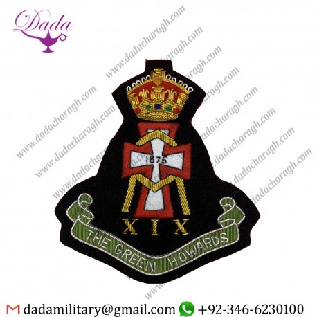 Pakistan Supplier The Green Howards Blazer Badge Xix Handmade Bullion And Wire Blazer Badge