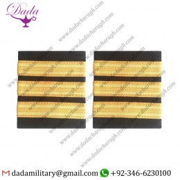 Shoulder Board  3 Bar Black Pilot Airline Merchant Marine Epaulets Three Gold Strips Epaulet