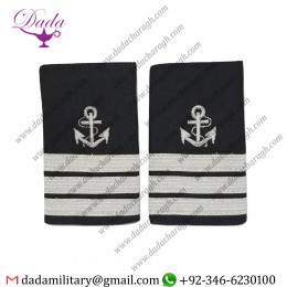 Soft Shoulder board Epulette Mate Shoulder Boards Epaulets Silver Anchor & Three Bars
