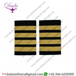 Soft Shoulder board Epulette Pilot Captain,Gold Strips Epaulettes,Pilot Airline,Merchant Marine 4 Bars