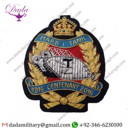 Sew On Badge Mark 1 Tank Badge Patch 1916 2016 Centenary Gold And Silver Bullion Thread Ww1