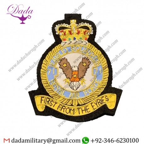 Squadron Emblem Royal Air Force Squadron Badge 71 Eagle Squadron Bullion And Wire Badge