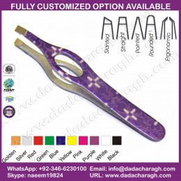 PURPLE PATTERN TWEEZER,2018 STRONG GRIP PROFESSIONAL EYELASH SLANTED TWEEZERS