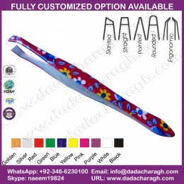SLIM TWEEZER,FLORAL COLOUR TWEEZER,HIGH QUALITY STAINLESS STEEL EYEBROW TWEEZERS