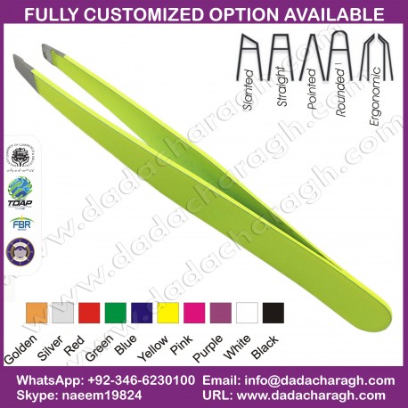 COLOR PRINTED SLANTED TWEEZER,EYEBROW TWEEZERS,STAINLESS STEEL TWEEZER