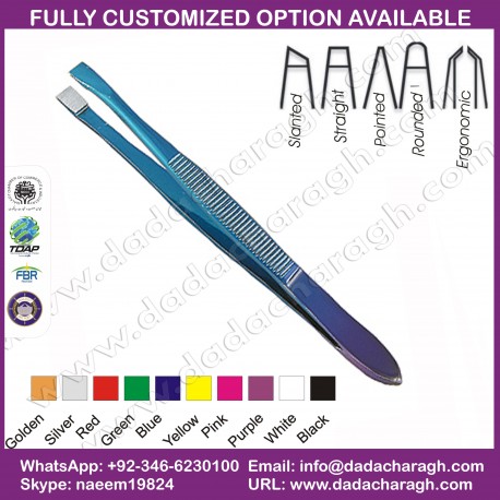 ALL QUALITY STAINLESS STEEL TWEEZERS,FLAT TWEEZER,BLUE TWEEZER