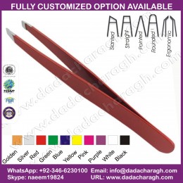 BEAUTY COLOR PROFESSIONAL HIGH QUALITY STAINLESS STEEL EYEBROW TWEEZERS,SLANT TIP