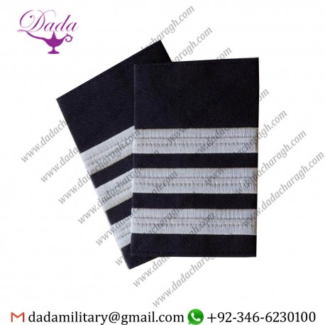 Soft Shoulder board Epulette Embroidery Epaulettes 3 Bar Silver