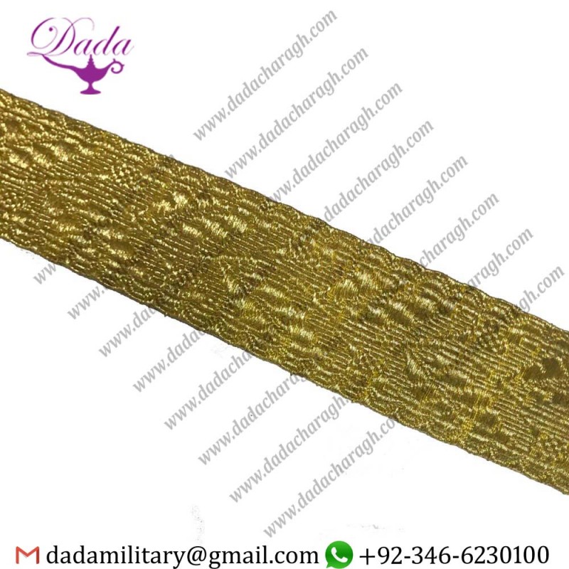 thumbnail image 2 of Braid General’s Officer’s Lace – Gold Mylar Oak Leaf 58mm Rank Marking Trim (R822) 2 of 5
