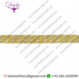 14 mm Braid Silky Yellow and Silver Mylar trim