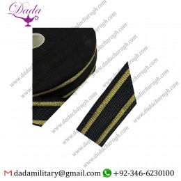 34mm Wide Black 2 Gold Strips Lace Braid Gallon Trim