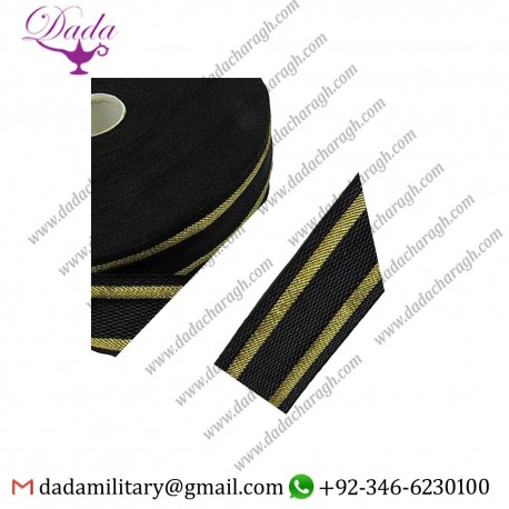 34mm Wide Black 2 Gold Strips Lace Braid Gallon Trim