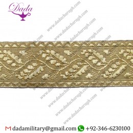 48 Mm Braid Light Gold Mylar Oak Leaf Rank Marking Lace Trim