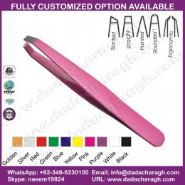 ERGONOMIC TIP TWEEZER STAINLESS STEEL CUTE EYEBROW TWEEZERS MINI SLANTED
