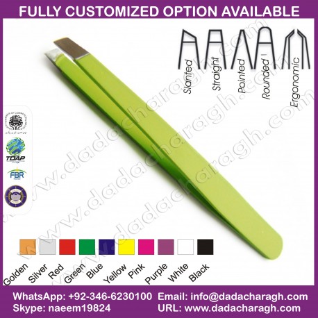 EYEBROW STAINLES STEEL PRINTED TWEEZER, TOP RANK BEAUTY TWEEZER