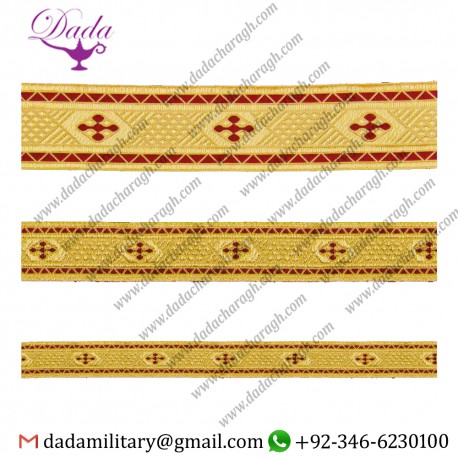 Bethlehem Cross Dark Red With Gold Galloon Lace Braid Trim Tresse