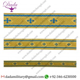 Bethlehem Cross Skyblue With Gold Galloon Lace Braid Trim Tresse