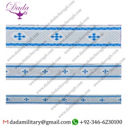 Bethlehem Cross Skyblue With Silver Galloon Lace Braid Trim Tresse