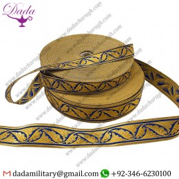 Blue With Gold Polistavry Gallon Lace Trim Braid Tresse