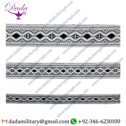 Easter black with silver Damascus skyblue with silver gallon lace trim braid