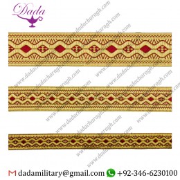 Easter dark red with gold Damascus skyblue with silver gallon lace trim braid