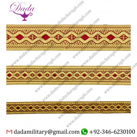 Easter dark red with gold Damascus skyblue with silver gallon lace trim braid
