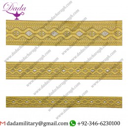 Easter gold with silver Damascus skyblue with silver gallon lace trim braid