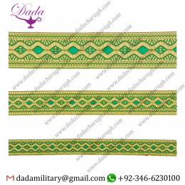 Easter green with gold Damascus skyblue with silver gallon lace trim braid