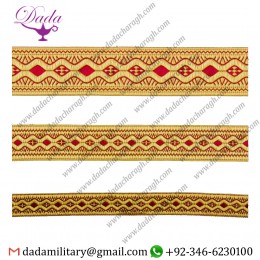 Easter red with gold Damascus skyblue with silver gallon lace trim braid