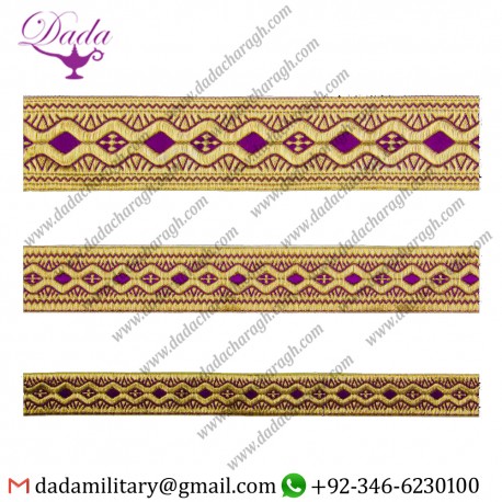 Easter violet with gold Damascus skyblue with silver gallon lace trim braid