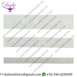 Easter white with silver Damascus skyblue with silver gallon lace trim braid