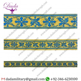 Galloon Vine skyblue with gold gallon lace trim braid tresse