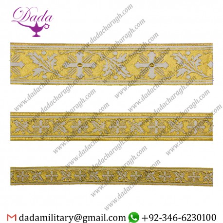 Galloon Vine white with gold gallon lace trim braid tresse