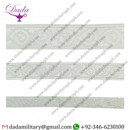 Golgotha white with silver gallon lace trim braid tresse