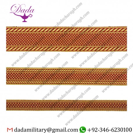 Hilt red with gold gallon lace trim braid tresse