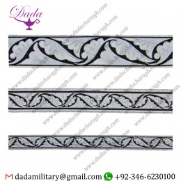 Polistavry black with silver gallon lace trim braid tresse
