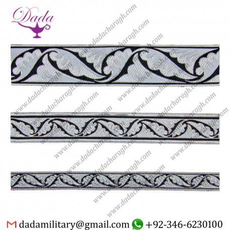 Polistavry black with silver gallon lace trim braid tresse