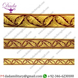 Polistavry dark red with gold gallon lace trim braid tresse