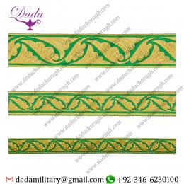 Polistavry green with gold gallon lace trim braid tresse