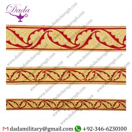 Polistavry red with gold gallon lace trim braid tresse