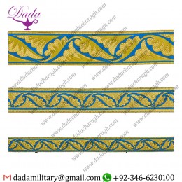 Polistavry skyblue with gold gallon lace trim braid tresse