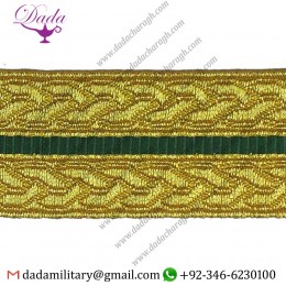 Customized 30 Mm Gold Green Mylar Braid Lace