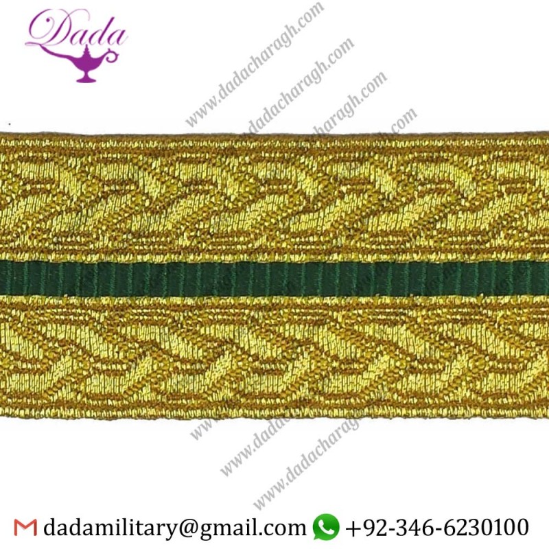 thumbnail interactive-video image 1 of Braid General’s Officer’s Lace – Gold Mylar Oak Leaf 58mm Rank Marking Trim (R822) 1 of 5