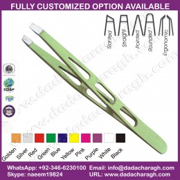 LIGHT GREEN WITH HOLOE TWEEZER,HOT SALES COSMETIC USE MAKEUP TOOLS COLOR