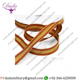 Two color Stripe Red and gold Bullion Military-Style Braid Trim